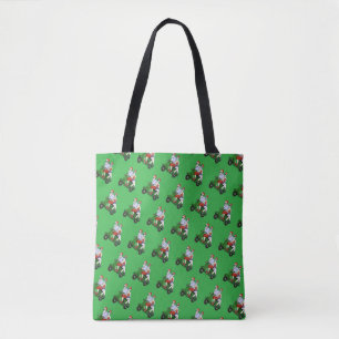 Bolsa Tote Papais noeis e Sra. Claus andando em patinete