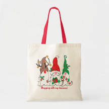 Papais noeis Elf Reindeer Gnome Tote Bag de Natal