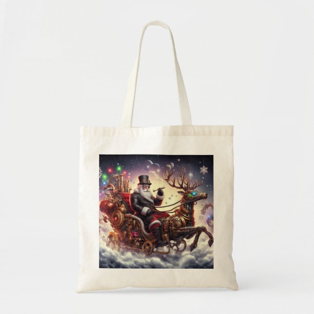 Bolsa Tote Papais noeis/Estaleiro de renas Natal/Inverno (Frente)