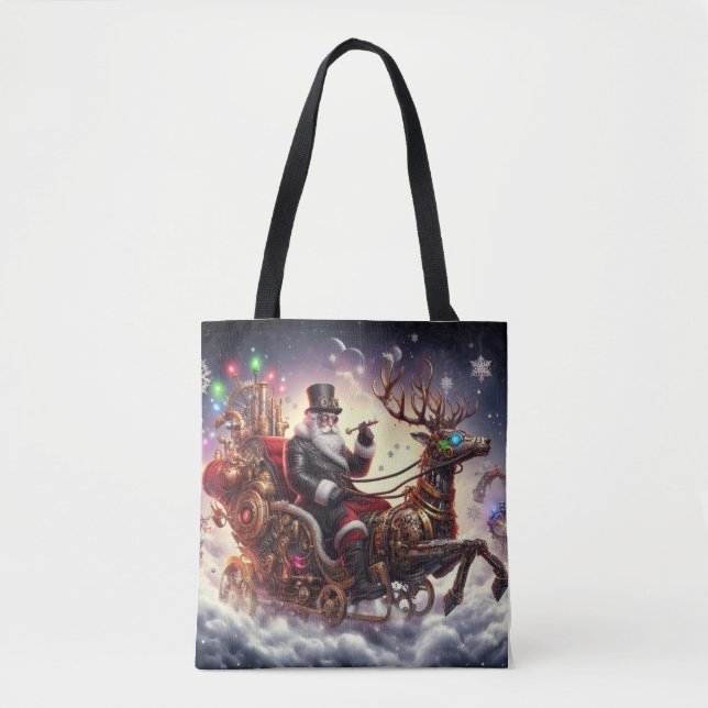 Bolsa Tote Papais noeis/Estaleiro de renas Natal/Inverno (Frente)