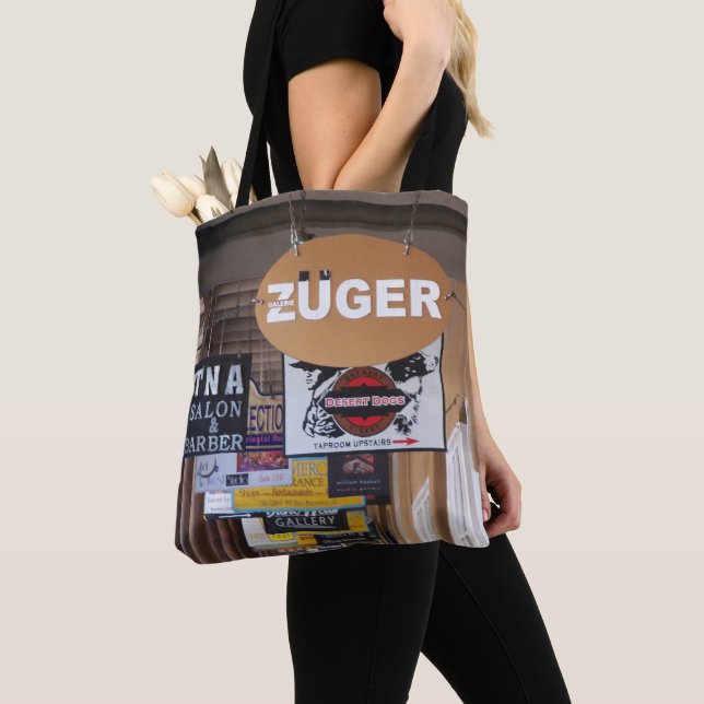 Bolsa Tote Papais noeis Fe, placas laterais do centro NM (Close Up)