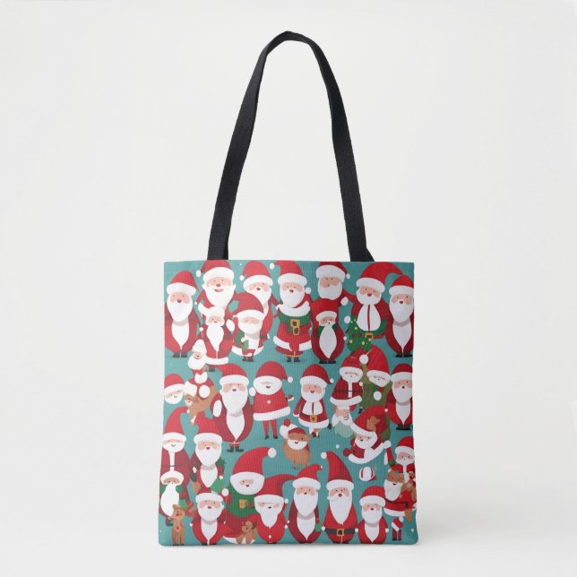 Bolsa Tote Papais Noéis Fofos (Frente)