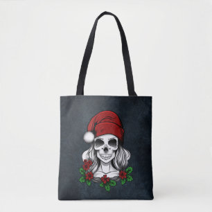 Bolsa Tote Papais noeis Gótica Whimsical Natal Skull