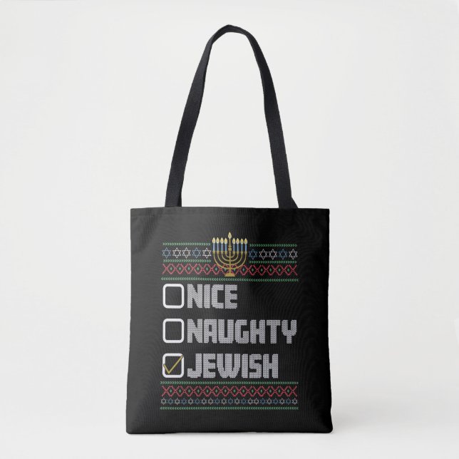 Bolsa Tote Papais noeis judeus adoráveis Hanukkah Natal feio (Frente)