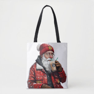 Bolsa Tote Papais noeis legal Bebendo Café Físico Arte de Nat