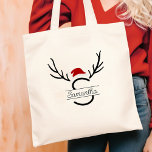 Bolsa Tote Papais noeis Modernos Monograma Antler Nome Person<br><div class="desc">Carregar feriado aplaude com estilo! 🎅 Personalize seu Bolsa de Papai noel moderno com seu monograma e nome. Um presente festivo,  bonito e único para seus entes queridos no Natal! 🎄 #SantaMonogramaTote #ChristmasStyle</div>