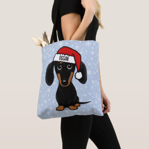 Bolsa Tote Papais noeis negros e bronzeados Cachshund - Natal