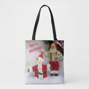 Bolsa Tote Papais noeis personalizados constroem um Snowman T