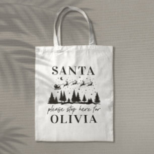 Bolsa Tote Papais noeis, por favor, parem aqui para o Natal t