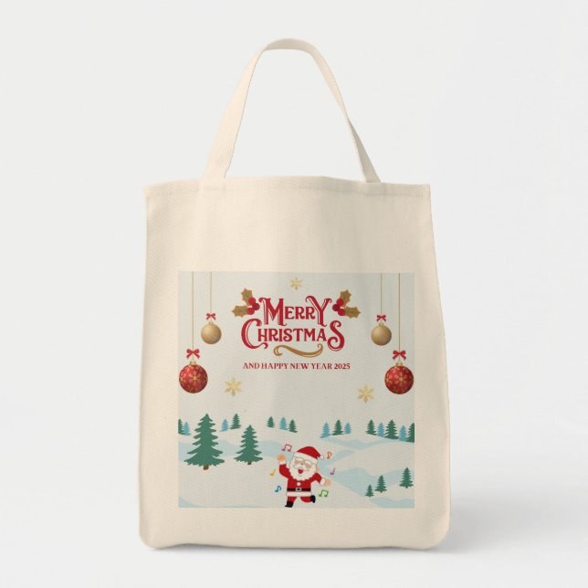 Bolsa Tote papais noeis Saco de Tote para o Natal (Frente)