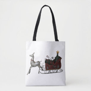 Bolsa Tote Papais noeis Sleigh Christmas