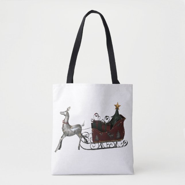 Bolsa Tote Papais noeis Sleigh Christmas (Frente)