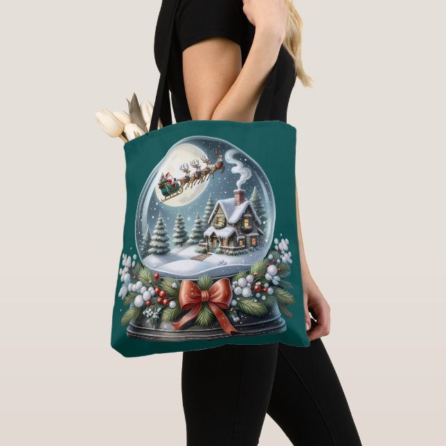 Bolsa Tote Papais noeis Sleigh Ride in Snow Globe Wonderland (Close Up)