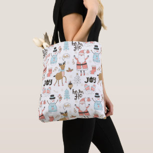 Bolsa Tote Papais noeis, Snowman, Reindeer Pattern ID559