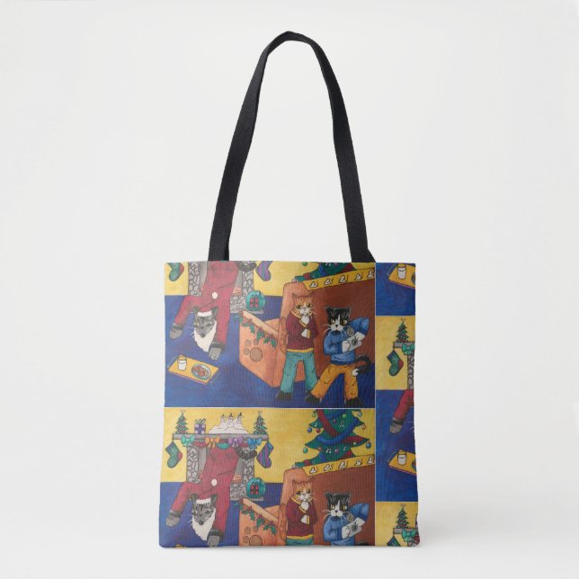Bolsa Tote Papais noeis Surprise Cats (Frente)