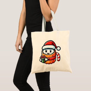 Bolsa Tote Papais noeis Sushi - Rolha Festiva com Presente