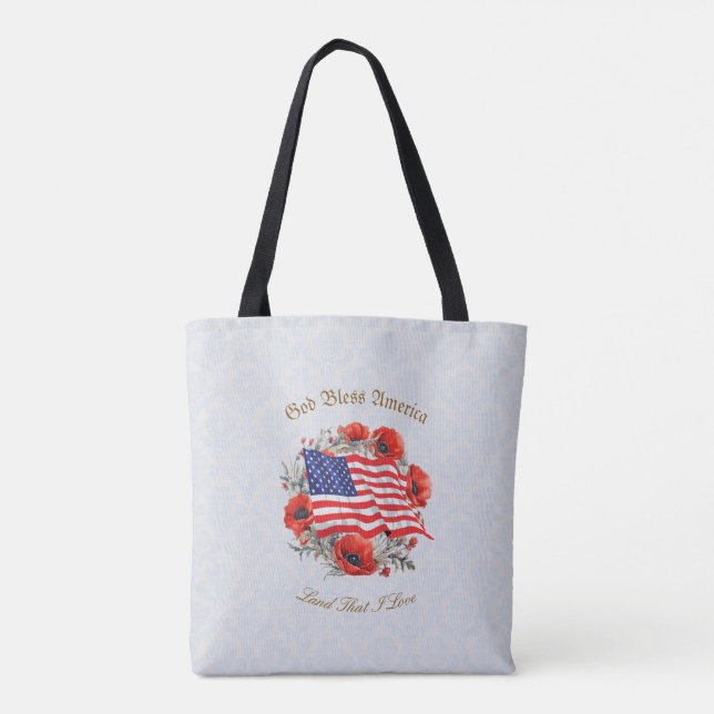 Bolsa Tote Papas de Bandeira Deus abençoe Americana Patriótic (Verso)