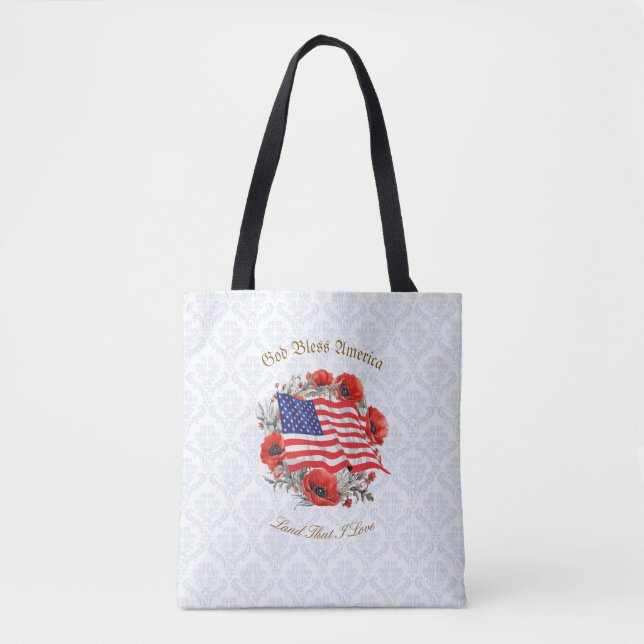 Bolsa Tote Papas de Bandeira Deus abençoe Americana Patriótic (Frente)