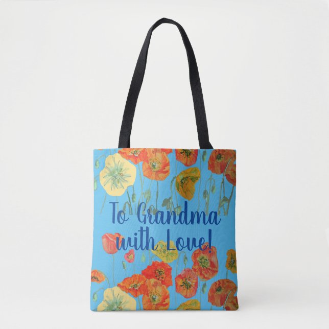 Bolsa Tote Papas Laranja Flores Florais Vovó Bag Amor (Frente)
