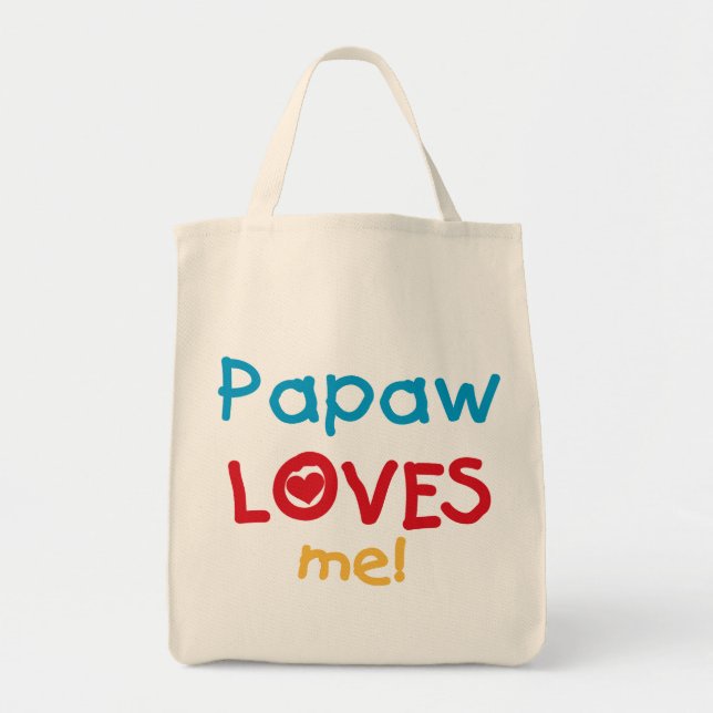 Bolsa Tote Papaw me ama T-shirts e presentes (Frente)