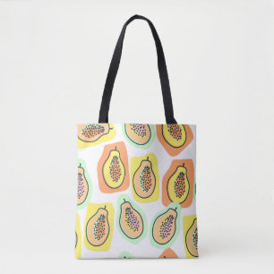 Bolsa Tote Papaya Desenhado À Mão: Padrão De Vintagem Criativ
