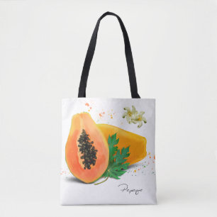 Bolsa Tote Papaya. Pintura de aquarela