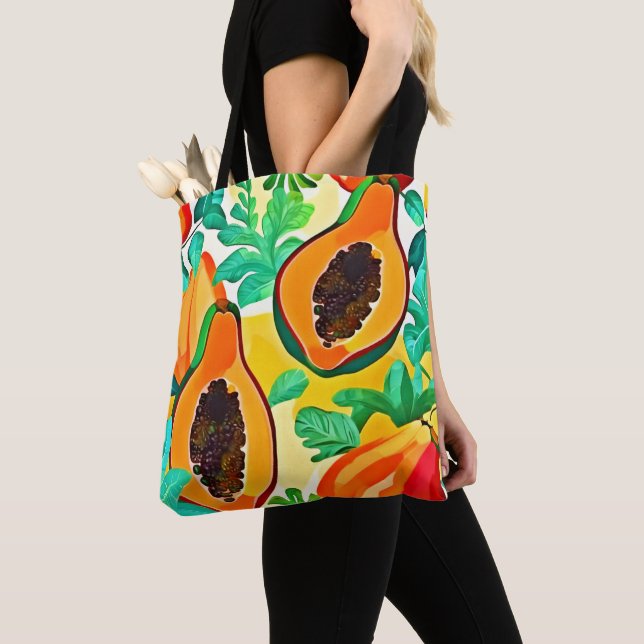 Bolsa Tote Papaya Pop Art tropical (Close Up)