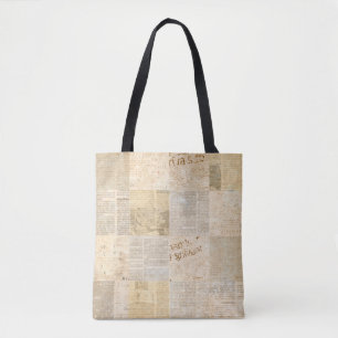 Bolsa Tote Papel de jornal que resgata o padrão de jornal env