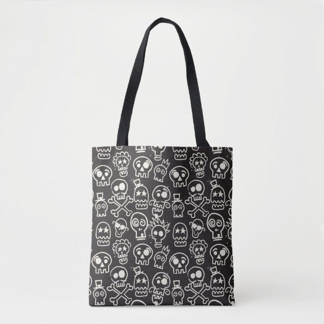 Bolsa Tote Papel de parede branco preto esmaecido (Frente)