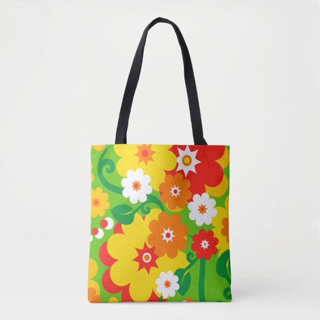 Bolsa Tote Papel de parede de energia de flor engraçado + sua (Frente)
