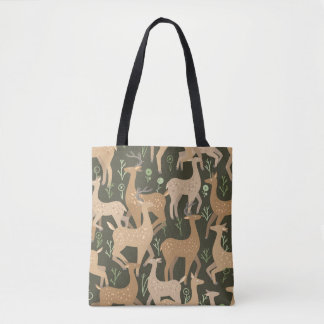 Bolsa Tote Papel de parede escandinavo da floresta de cervos