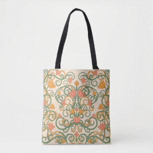 Bolsa Tote Papel de parede floral ao estilo art nouveau, Vint