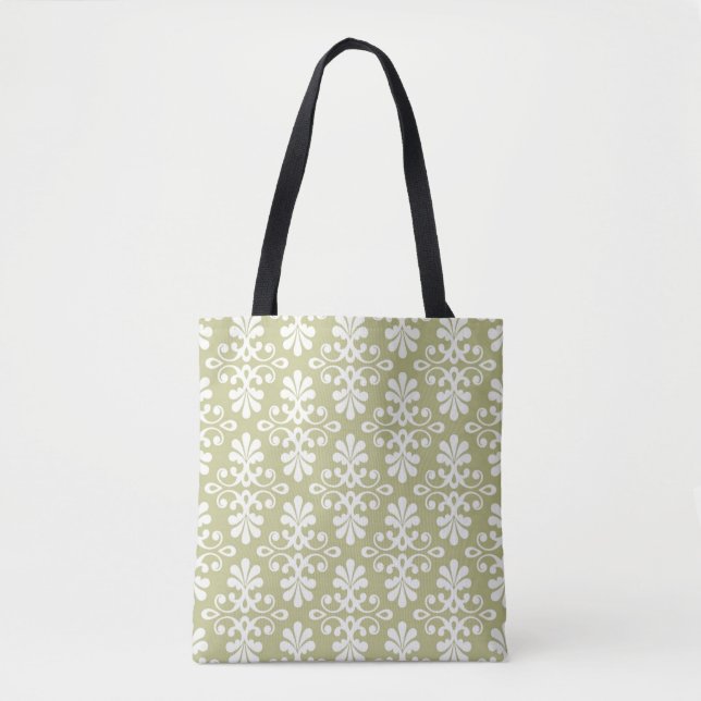 Bolsa Tote Papel de parede floral do damasco (Frente)