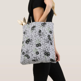Bolsa Tote Papel de Parede Floral Preto Branco Design Elegant