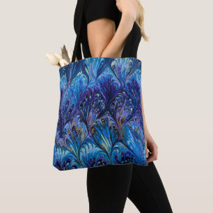 BOLSA TOTE PAPEL MARCADO,PADRÃO DE PAZ AZUL ABSTRATO,PEDAÇOS