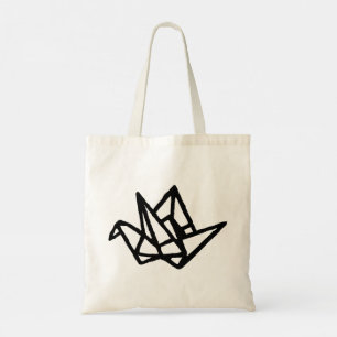 Bolsa Tote Papel original preto e branco Crane Linocut