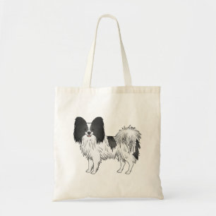 Bolsa Tote Papillon Preto E Branco Cachorro De Desenho Animad
