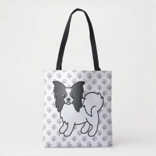 Bolsa Tote Papillon Preto E Branco Cachorro De Desenho Animad