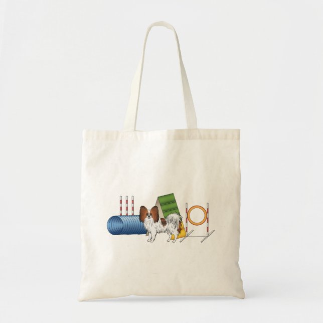 Bolsa Tote Papillon Sable Vermelho Cão Feliz e Equipamento de (Frente)