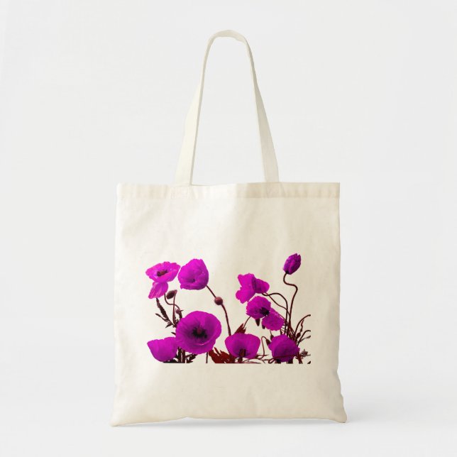 Bolsa Tote Papoila Púrpura Floral Casamento Floral de Bridesm (Frente)