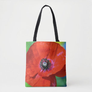 Bolsa Tote Papoila vermelha na fotografia da luz do sol
