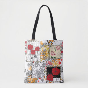 Bolsa Tote Papoilas estofando dos retalhos retros sem emenda