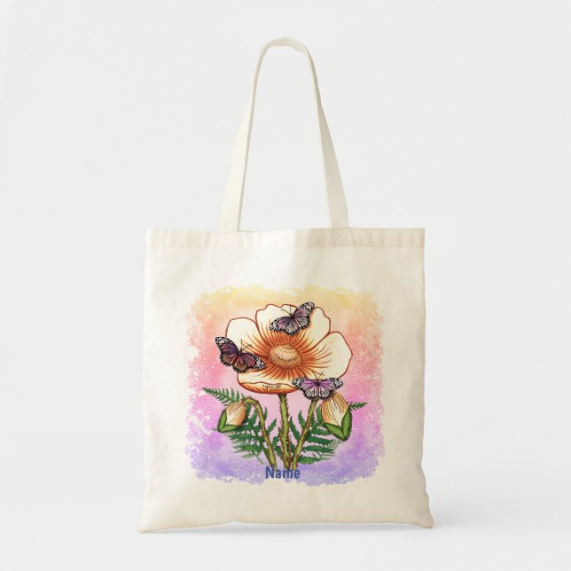 Bolsa Tote Papoula amarela Borboleta  (Frente)