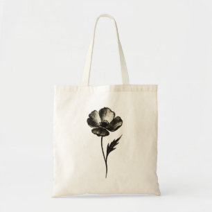 Bolsa Tote Papoula Minimalista – Arte em Tinta Botânica Monoc