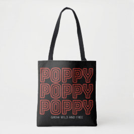 Bolsa Tote Papoula Vermelha Cresce Selvagem Livre Letreiro Fl
