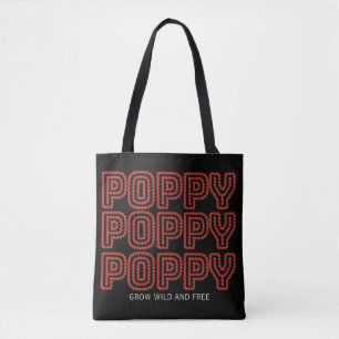 Bolsa Tote Papoula Vermelha Cresce Selvagem Livre Letreiro Fl