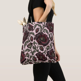 Bolsa Tote Papoulas da Meia-Noite – Padrão Floral Gótico Borg