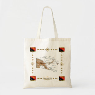 Bolsa Tote Papua-Nova Guiné Mapa + Bandeiras