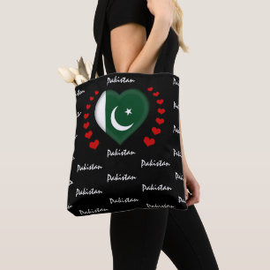 Bolsa Tote Paquistão Flag, Heart, Pakistan Flag fashion /spo
