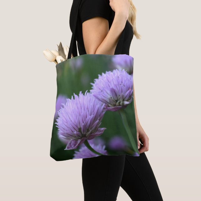 Bolsa Tote Par de Cebola de Scallion Roxo Flor (Close Up)